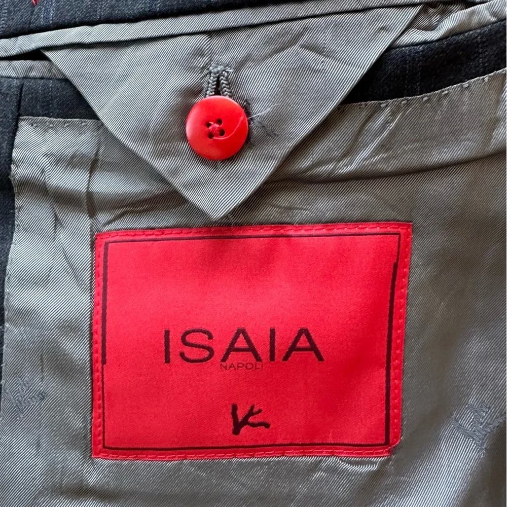 ISAIA Recent Striped Charcoal + Blue Wool Blazer - 38R - Picture 12 of 13